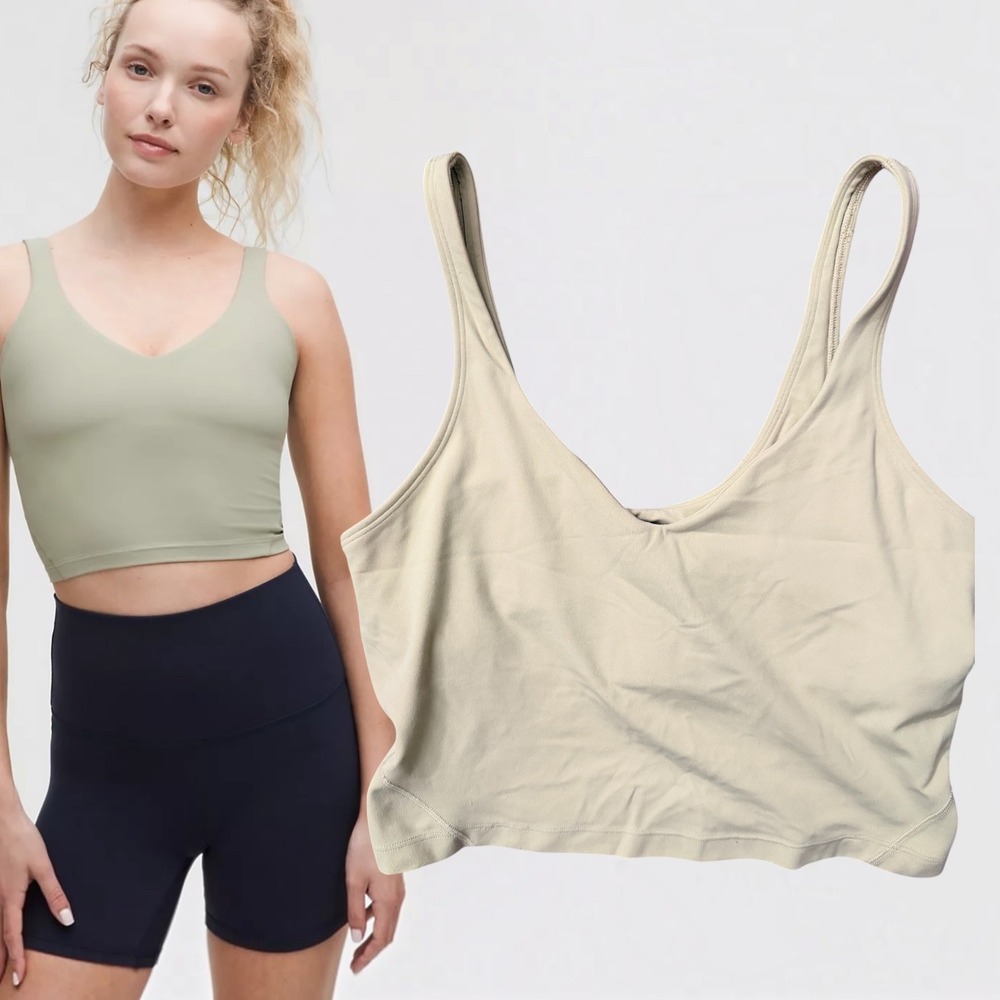 Lululemon Align V-Neck Bra Tank Top Dew Pale Green Size 10